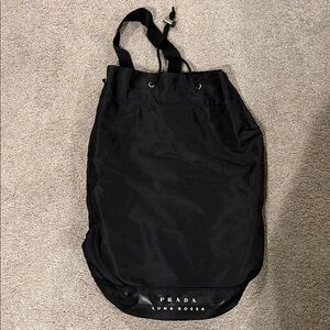 Prada Luna Rossa Black Nylon Drawstring Bag